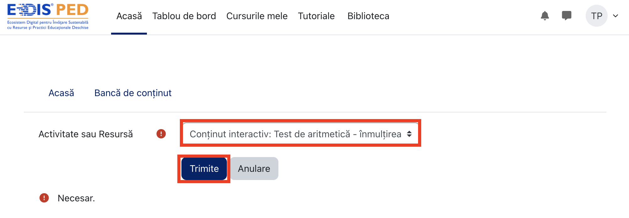 Selectare resursă