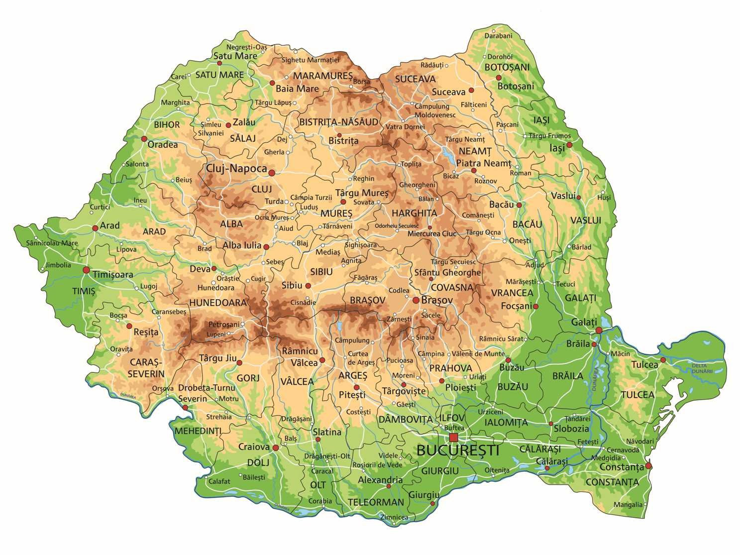 HARTA FIZICĂ A ROMÂNIEI